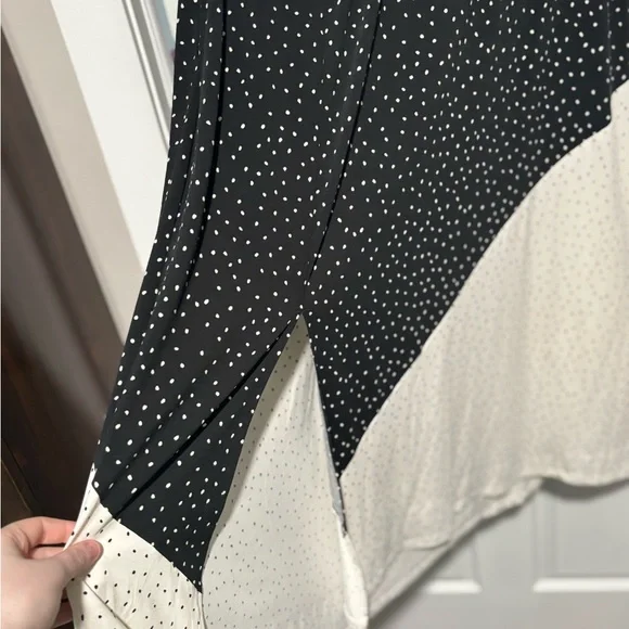 Torrid Black and Cream Asymmetrical Polka Dot Dress - Picture 2 of 5